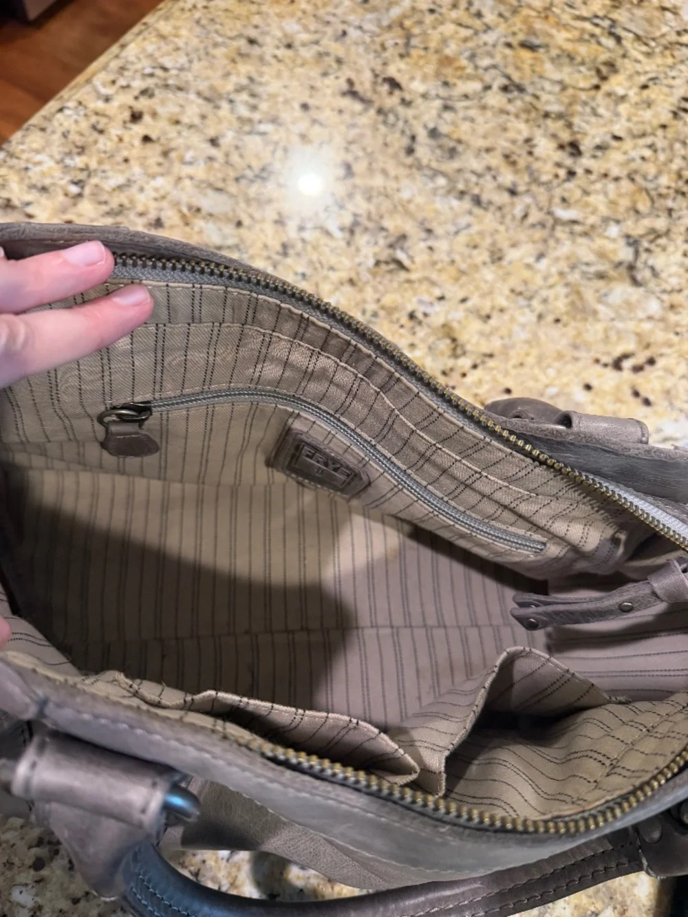 Frye Grey Distressed Leather Satchel w/ Crossbody Strap – 2-in-1 Bag